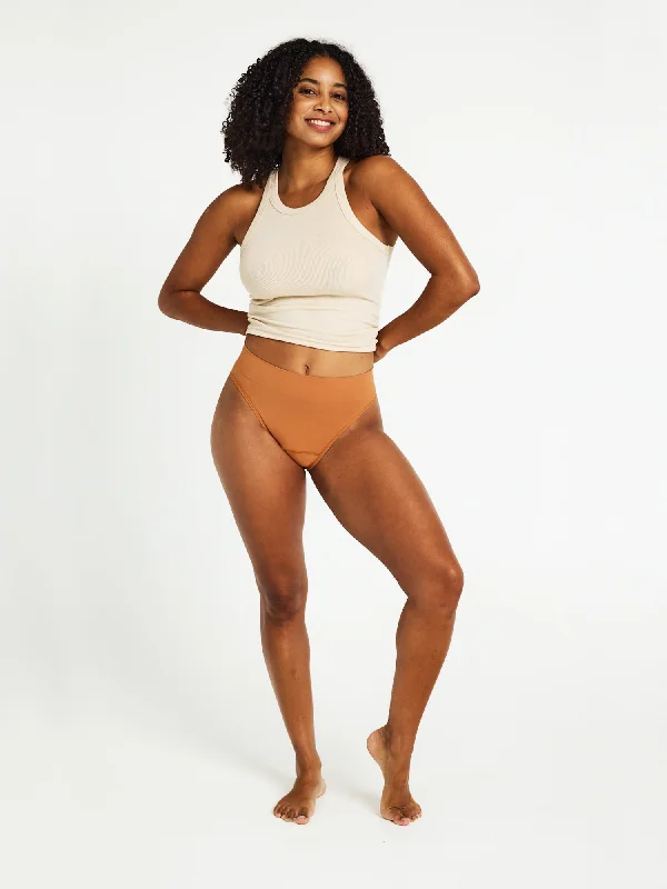 silk - lined women briefs for a touch of luxuryModiComfort Seamless Hi-Leg Brief Moderate-Heavy Caramel