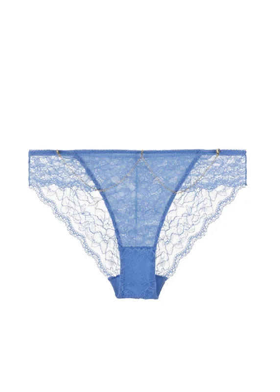 ruffled women sexy lingerie accentsLYDIA Plus Sexy Recycled Blue Lace Hipster Panties with Detachable Metal Chains