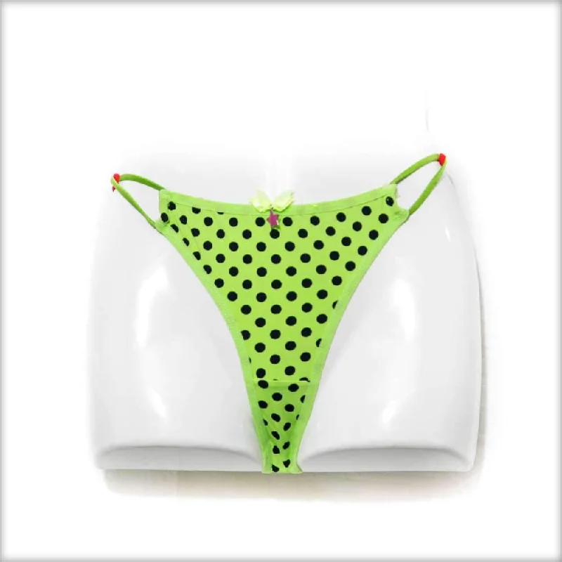 seamless thong panties for women for ultimate comfortParrot Green & Black Polka Dotted Bikini Panty