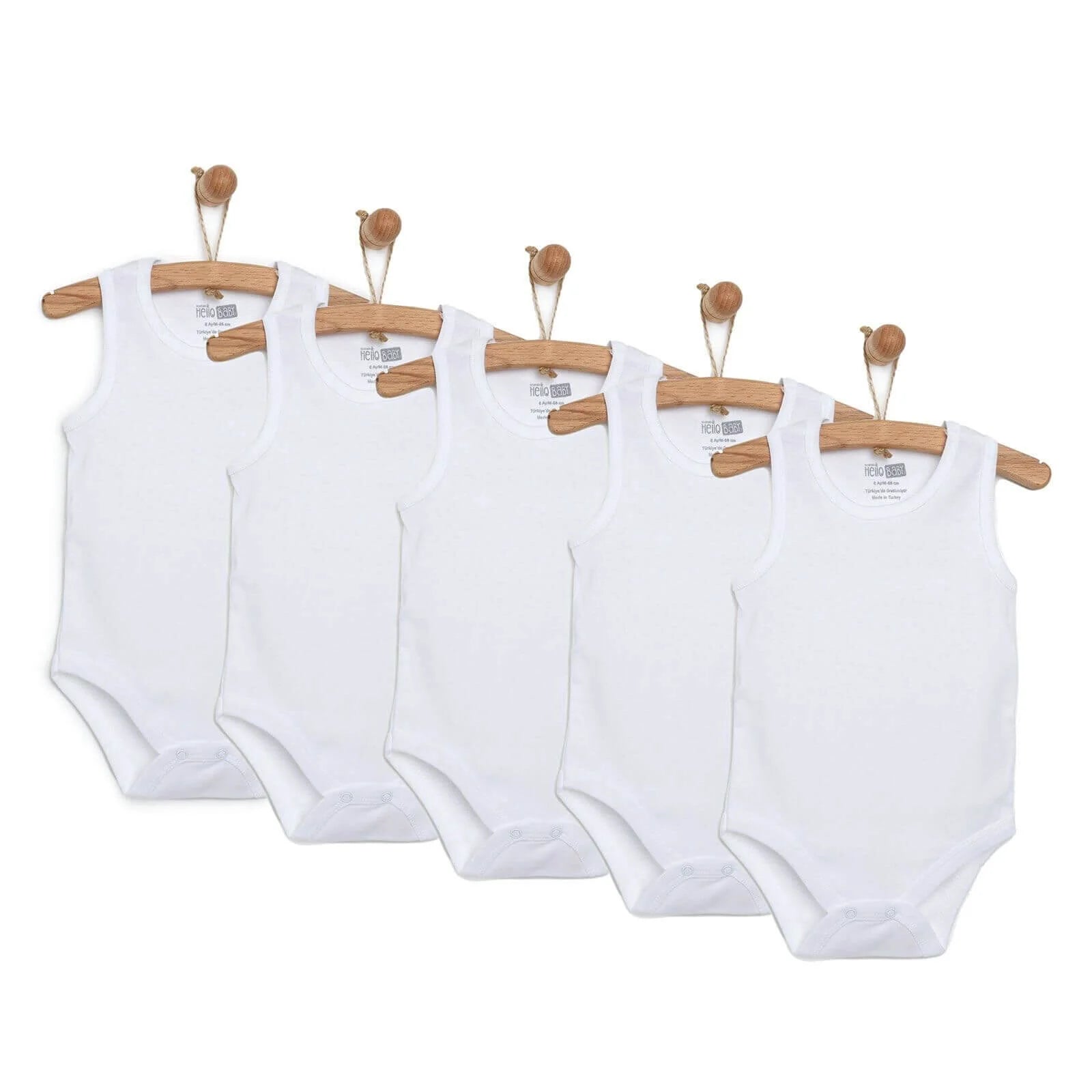 Ruffled Bodysuits with a Playful and Feminine TouchHelloBaby Sleeveless Baby Bodysuit 5 pcs - White