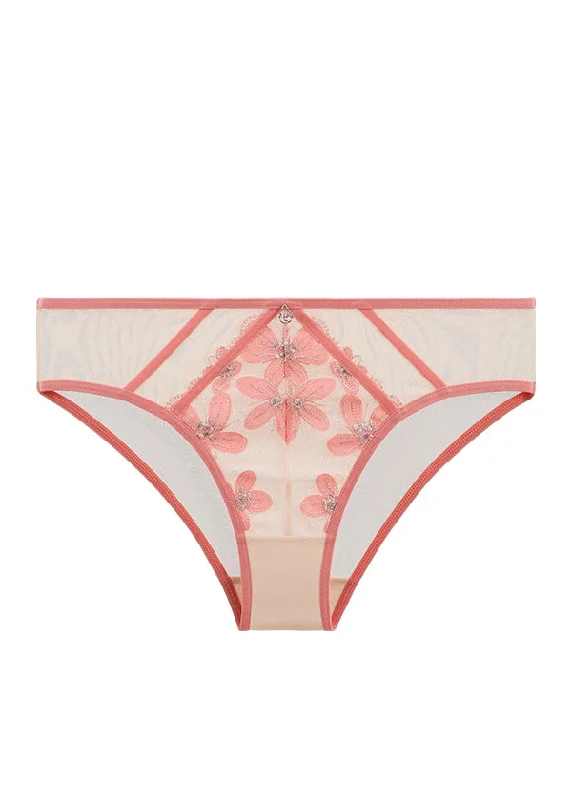 luxury brand women sexy lingerieRILEY Plus Sexy Pink Floral Embroidery Lace Brief Panties