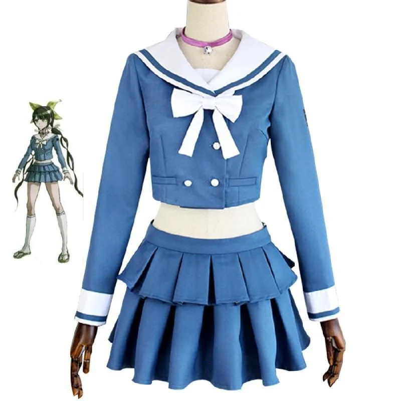 Anime Danganronpa V3 Killing Harmony Chabashira Tenko Women Costume Cosplay Blue School Uniform Outfit Dress Suit Full Set Cos