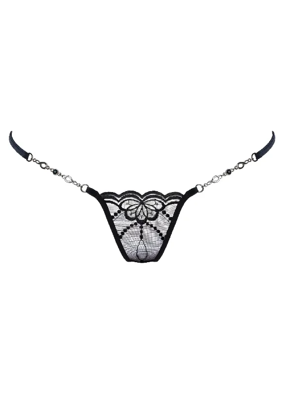 seamless high - cut women thongs for a seamless silhouetteButterfly in Black Luxury Mini G-String