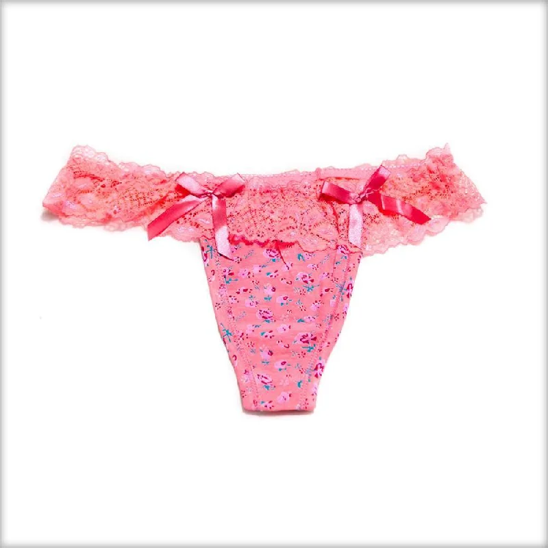 sheer panties for women with a seductive lookNet Lace Frill Pink Panty