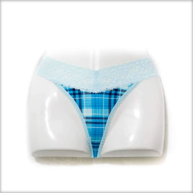 seamless hipster panties for women for a low - rise fitNet Lace Blue Check Panty