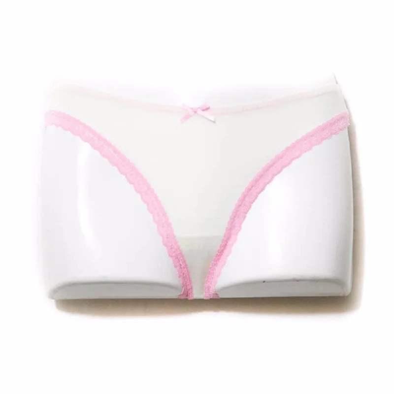 seamless thong panties for women for ultimate comfortOff White With Pink Lace Net Panty For Women 5607