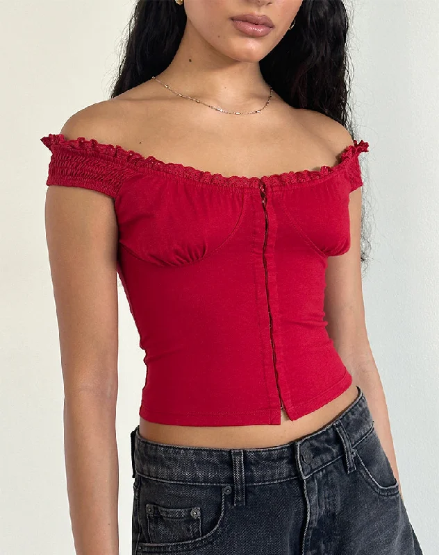 rhinestone embellished women bustiers and corsetsDovica Lace Trim Corset Top in Adrenaline Red