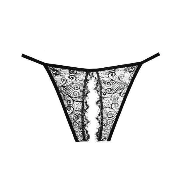 breathable panties for women with sensitive skinAllure Lingerie - Adore Lace Enchanted Belle Crotchless Panty O/S (Black)