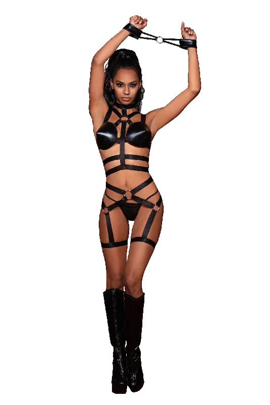 statement - making women gartersBralette, Garter Belt and Restraints - One Size -  Black