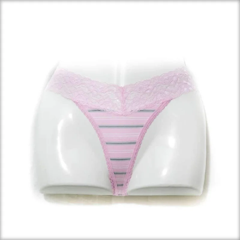 seamless shapewear panties for women with a flattering figureNet Lace Pink & Grey Lining Panty