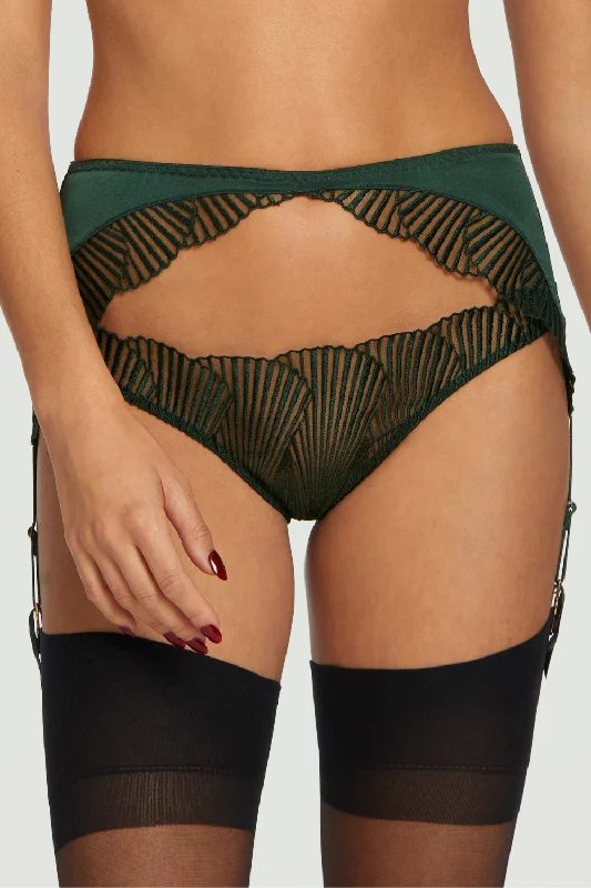 printed women briefs with floral patterns for a spring lookAthena Open Suspender Knicker Green