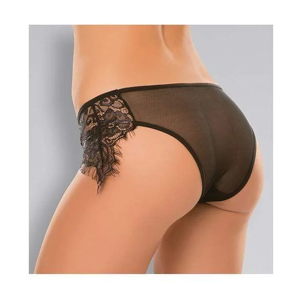 sheer panties for women with a seductive lookAllure Lingerie - Adore Lavish & Lace Crotchless Panty O/S (Black)