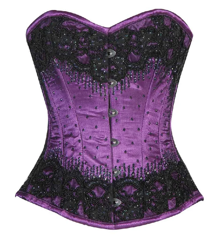 burlesque women bustiers and corsetsPurple/Black Embroidery Overbust corset