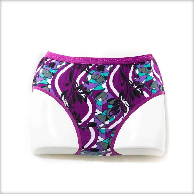 satin panties for women with a luxurious feelPrinted Panty Purple and Green