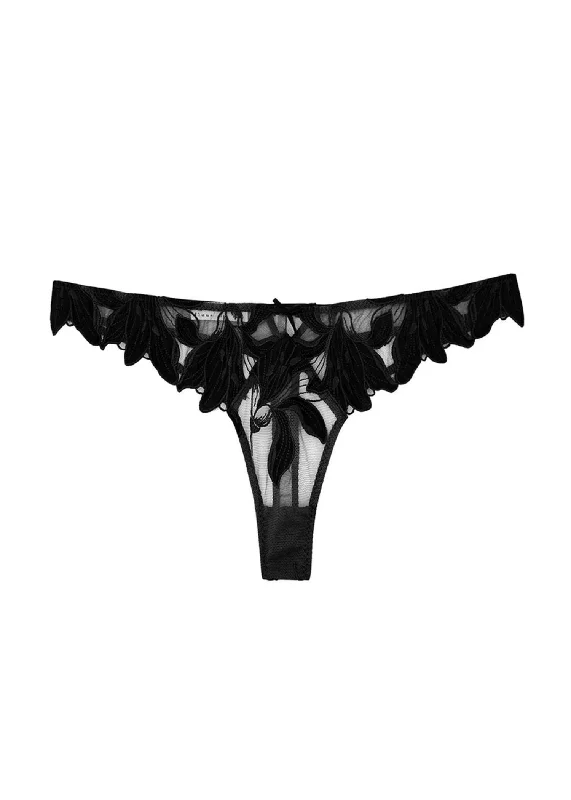 printed women thongs with animal prints for a bold lookLily Lace Hipster Thong (Black)