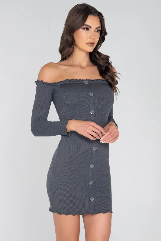 women sexy dresses for poolside partiesRibbed Off the Shoulder Mini Dress