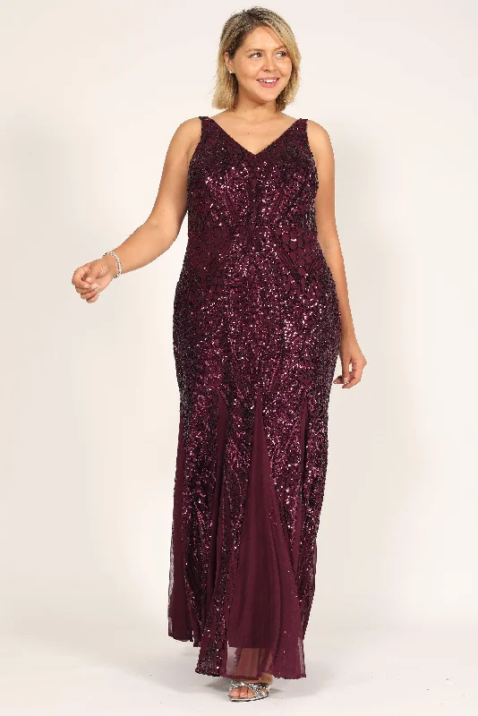 women sexy dresses with asymmetric hemlinesNightway Long Plus Size Beaded Formal Gown 21685W