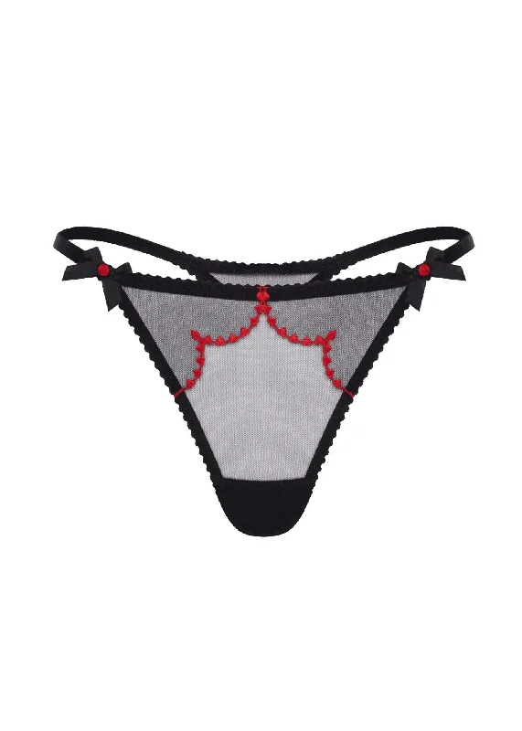 seamless bamboo - fiber women thongs for a healthy optionLorna Heart Thong (Black / Red)