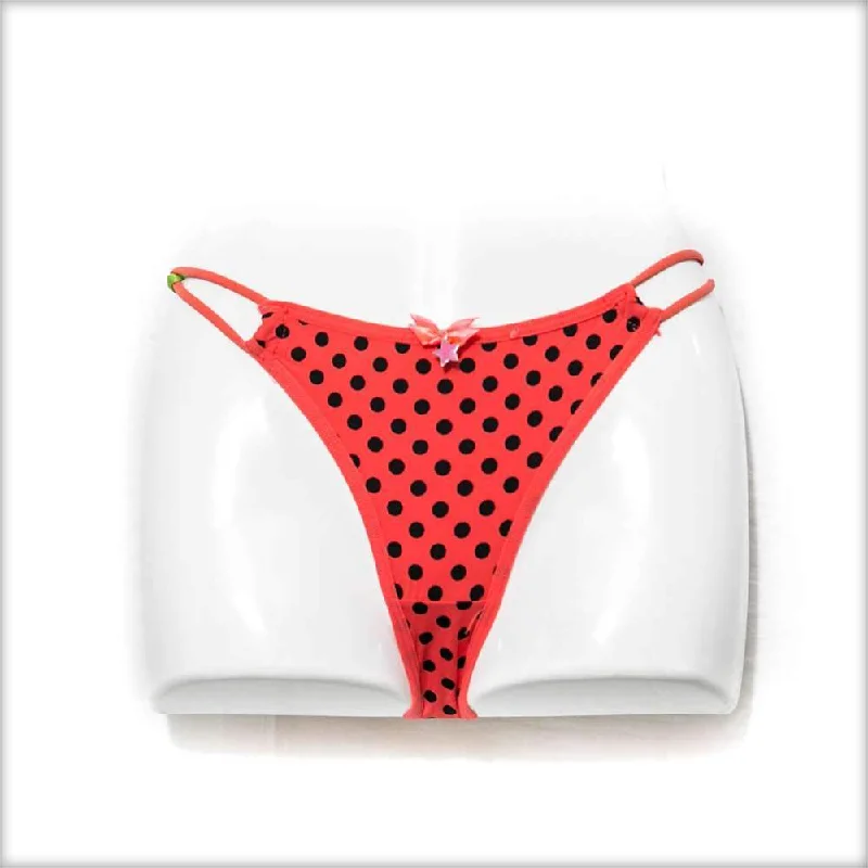 seamless anti - chafing panties for women for all - day comfortRed & Black Polka Dotted Bikini Panty