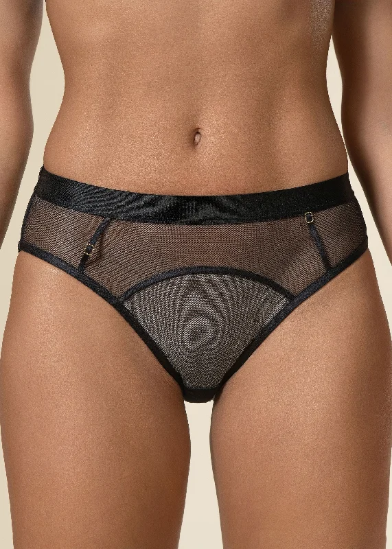 seamless low - rise women briefs for a sleek fitOPHELIA Black Mesh Brief Panties