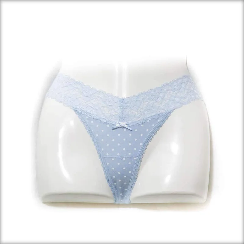 thong panties for women with no visible panty linesNet Lace Light Blue Dotted Panty