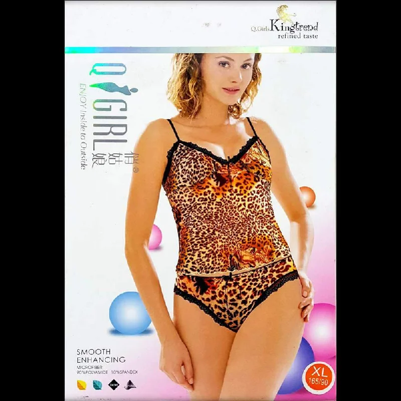 bikini panties for women with a sexy styleTiger Print 2 PCs Camisole & Panty - Lingerie Set - Q Girl