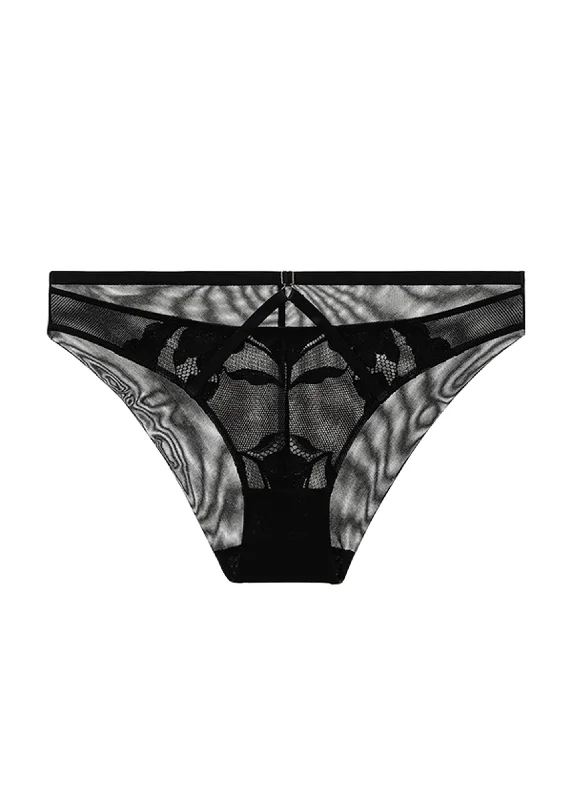 hypoallergenic women sexy lingerie materialsHEBE Plus Sexy Black Lace Brief Panties