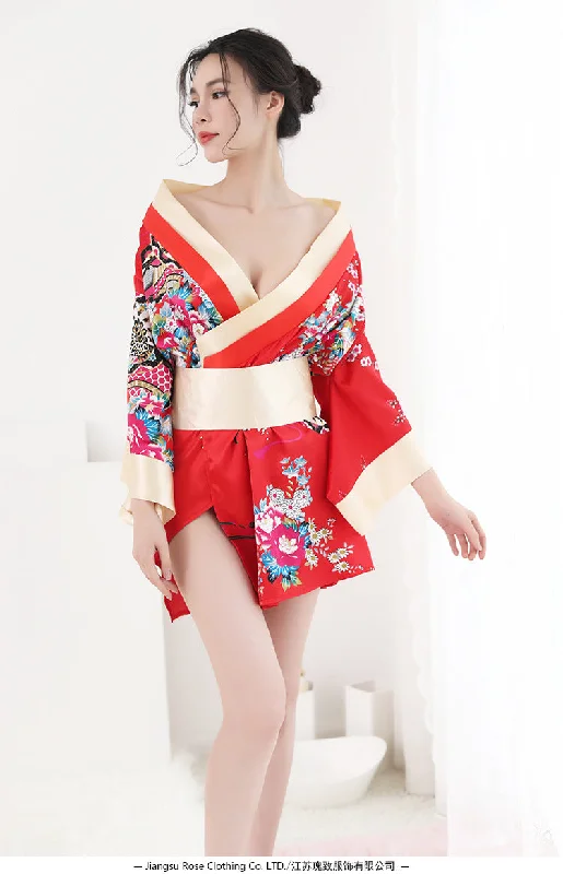 silk women sexy lingerie luxuryLACE SEXY KIMONO LINGERIE B060