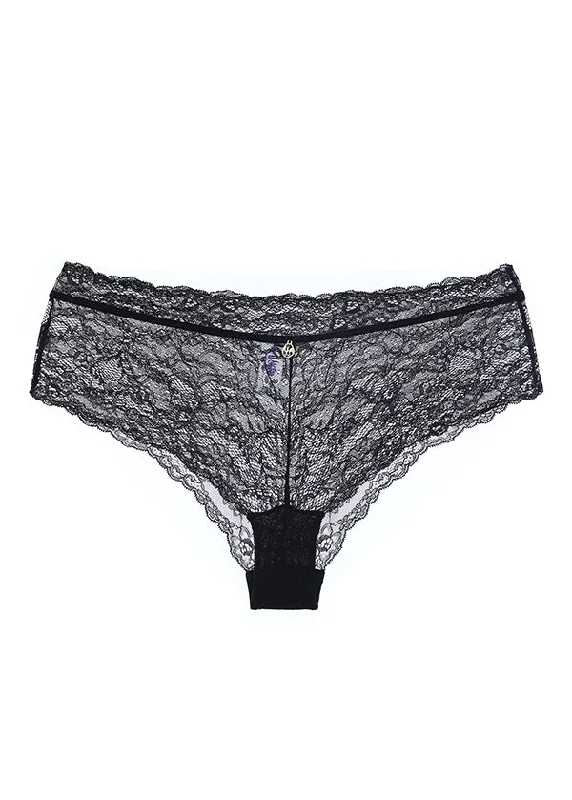 bondage inspired women sexy lingerieLISA Plus Sexy Floral Recycled Lace Black Boyshort Panties