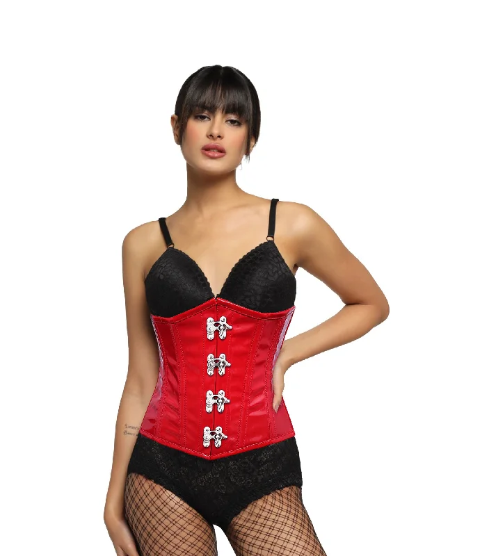 convertible women bustiers and corsetsHot Red Pvc Waist Reducing Wholesale Underbust Corset