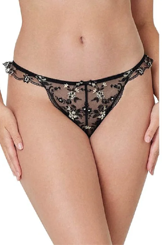 high - cut women briefs for a leg - lengthening effectLiason Thong (Black)  Available in size XL only