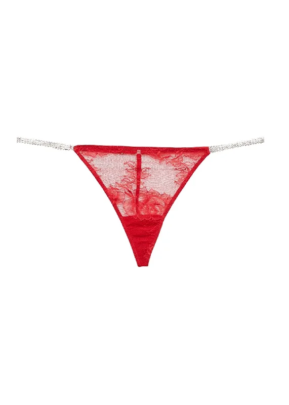 seamless wireless women thongs for a carefree fitCrystal Bouquet Lace G-String (Rouge)