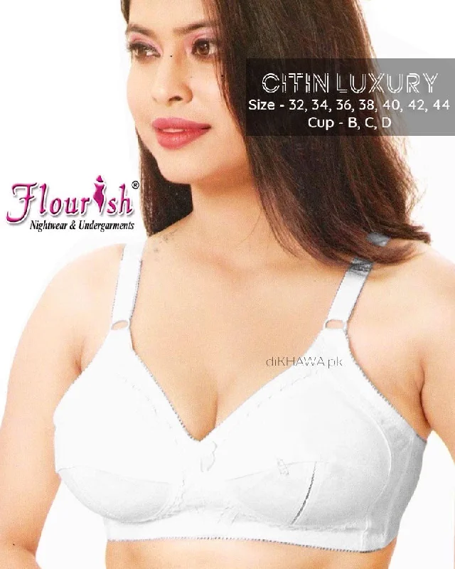 Women's striped brasCitin Luxury - Flourish - White - Non Padded & Non Wired Cotton Bra