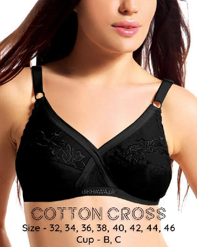 Women's bras with a contoured cup designCotton Cross - Flourish Bra - Non Padded Non Wired Embroidered Cotton Bra