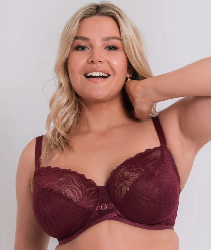 Women's unpadded bras for a natural lookCurvy Kate Lace Daze Balcony Bra - Claret Red