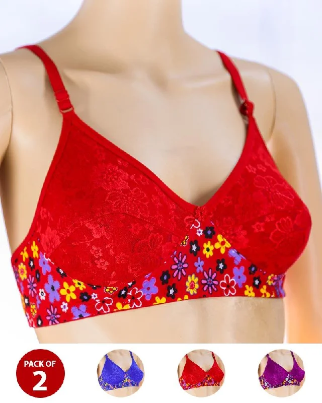 Women's floral - patterned brasPack of 2 Madam Bra - K-12275 - Non Padded Bra - Non Wired Bra