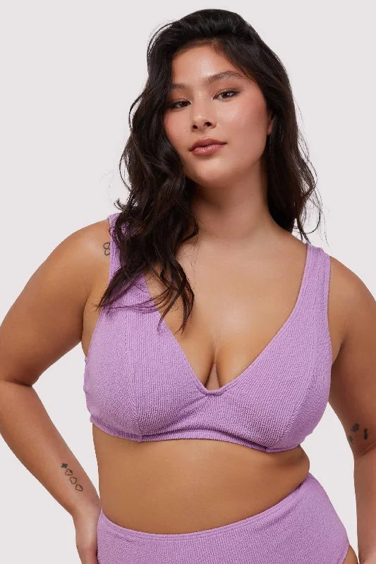 Women's unpadded bras for a natural lookMila Lilac Scrunch Hidden-Underwire Bikini Top