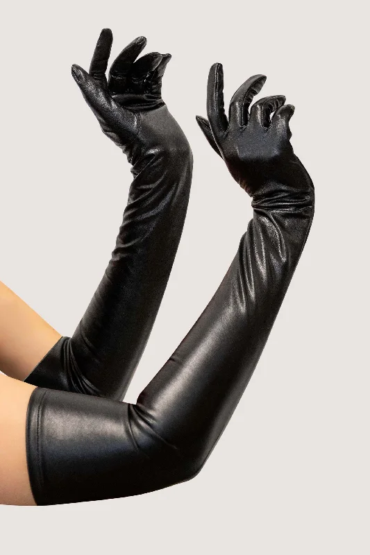 Women's bras with a satin finishBlack Vegan Leather Gloves