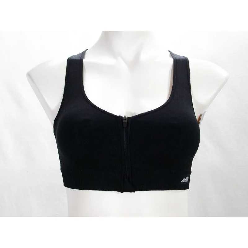 travel women sport bra for easy packingAvia Zip Front Close Zip Up Zipper Wire Free Sports Bra SMALL Black NWT