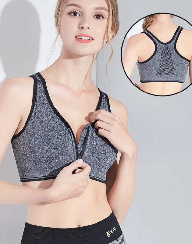 anti - odor women sport bra for freshnessFront Zip Sports Bra