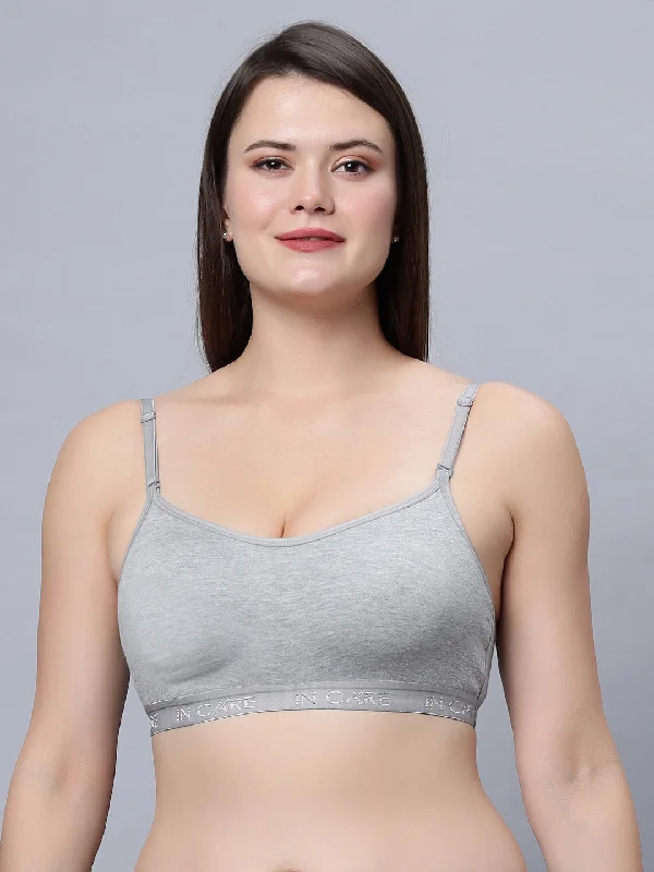 black women sport bra for a classic styleFull Coverage Non-Padded Sports Bra Grey Color (Pack of 1)