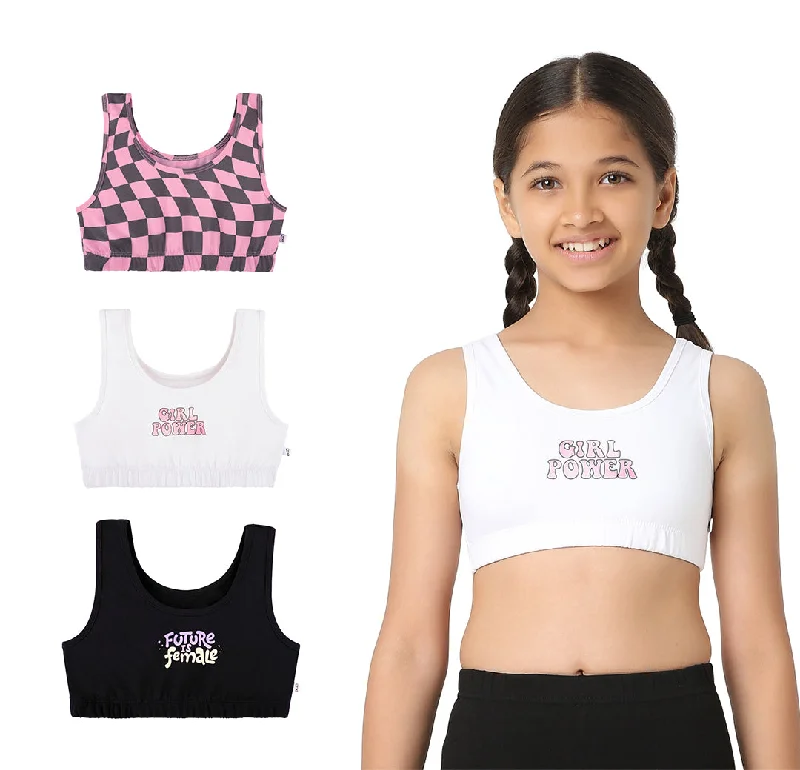 petite medium impact women sport braGirl Power 3-Pack Double Layered Sports Bra - U-Shaped