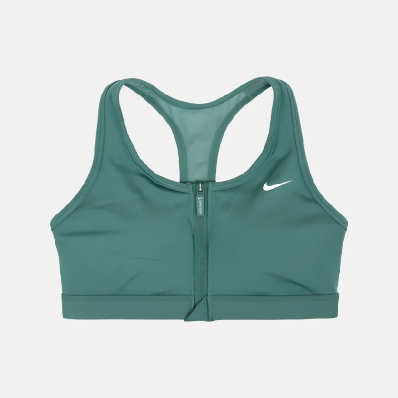 low impact breathable women sport braNike Medium Strength Support Swoosh Inseam Lining Women's Training Bra -Green/White