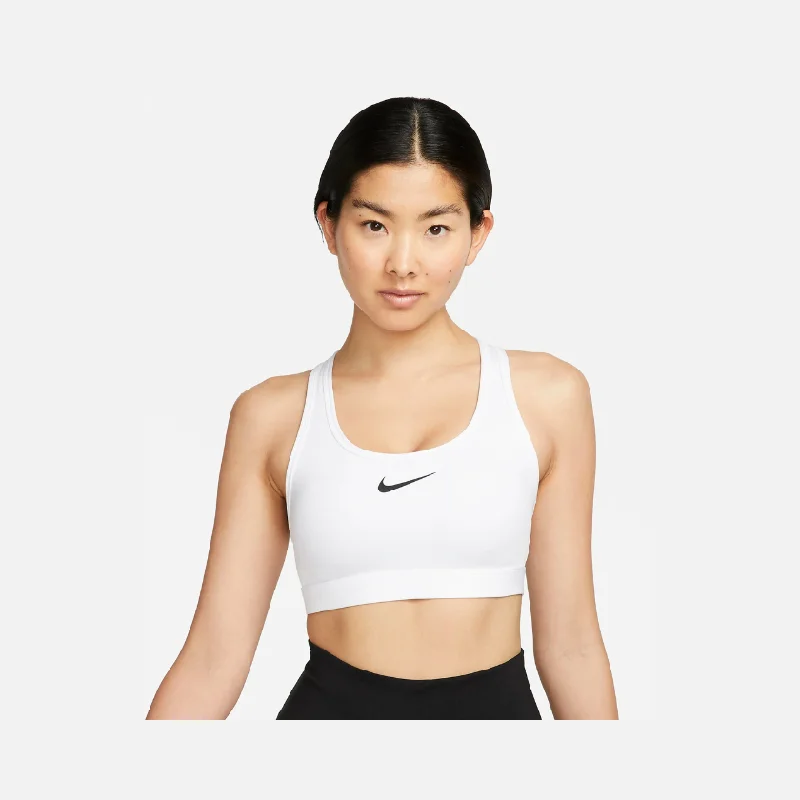 black women sport bra for a classic styleNike Swoosh Medium-Support Padded Women's Sports Bra -White/Stone Mauve/Black