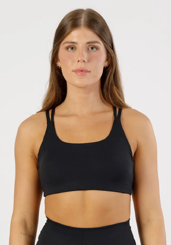 petite adjustable strap women sport braRecStretch Radiate Bra Black