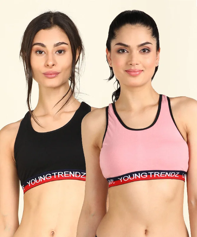 quick drying women sport bra for convenienceWomens Non Padded  Love Elastic Combo Sports Bra